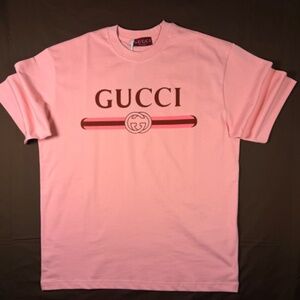 MEN'S GUCCI PINK COTTON JERSEY T-SHIRT SIZE XLARGE REGULAR FIT EXCELLENT